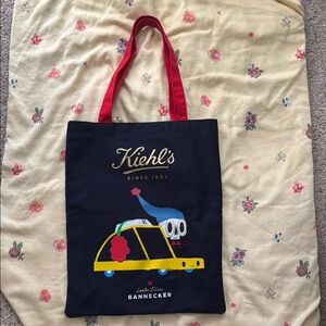 Kiehl's Navy Tote Bag with Red Handles